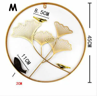 Китайский кованый настенный полый джинкго билоба птицы украшение Ресторан крыльцо гостиная 3D стерео стикер на стену - Цвет: style2--M