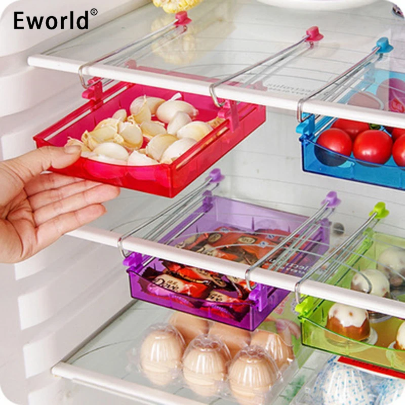 Eworld متعدد الاستخدام الإبداعي الثلاجة تخزين مربع الطازجة فاصل طبقة تخزين الرف المطبخ الانسحاب درج حامل نوع لوازم Eworld متعدد الاستخدام الإبداعي الثلاجة تخزين مربع الطازجة فاصل طبقة تخزين الرف المطبخ الانسحاب درج حامل نوع لوازم
