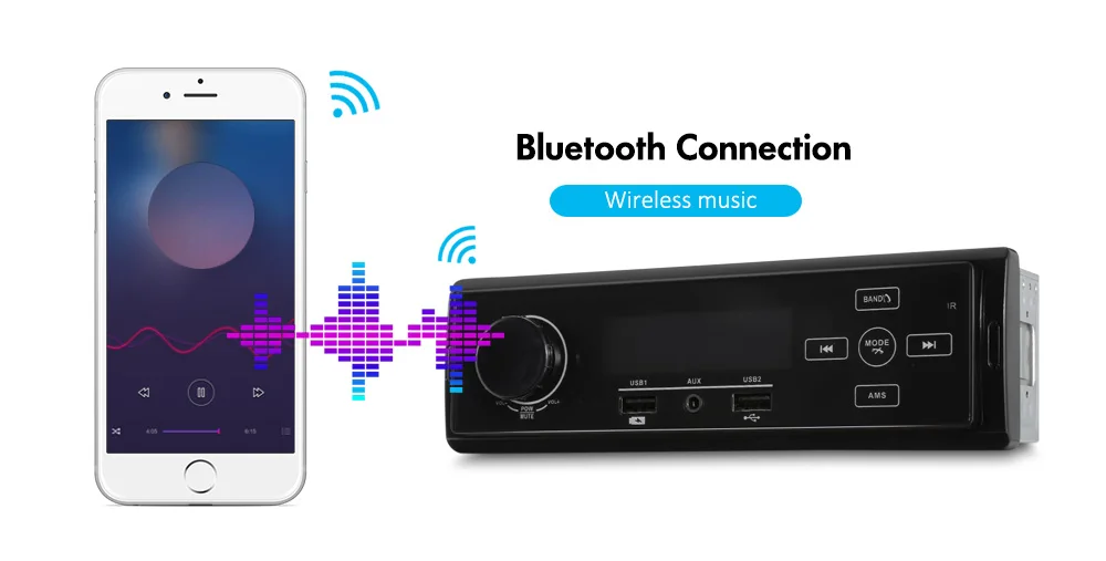 K504 DC 12 в 1 din Автомобильный MP3-плеер Bluetooth с сенсорным управлением FM автомобильный радиоприемник 3 порта USB для зарядки EQ звуковой эффект AUX Вход