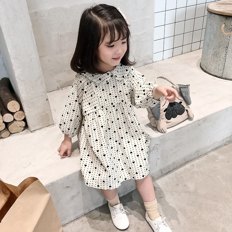 

Dulce Amor Kids Dresses For Girls Fashion Spring Summer Long Sleeve Love Heart Print Casual Dress Elegant Girls Clothing