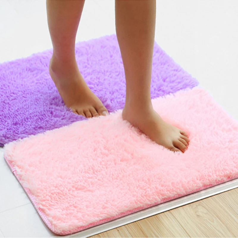Bathroom Non-Slip Mat Solid Rugs Pink Purple Carpet Thicker  Area Rug for Living Room Soft Child Bedroom Mat Vloerkleed