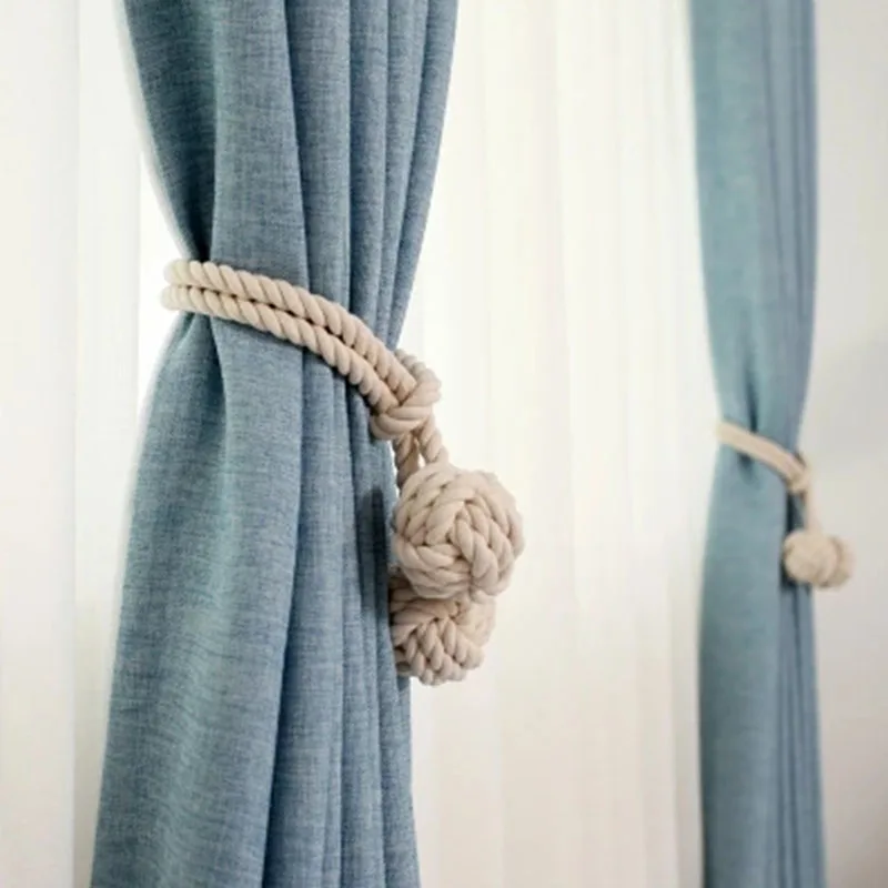 

1pc Colorful Handmade Cotton Hemp Knitted Curtain Accessories Tied Rope Curtain Buckle Strap For Room Curtains