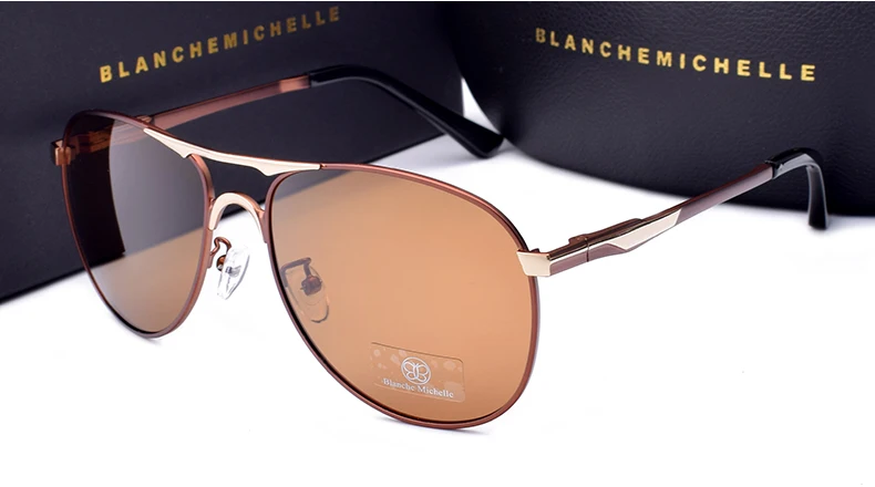 Blanche Мишель бренд classic Pilot Sunglasses Для мужчин поляризационные UV400 Для мужчин с солнцезащитные очки мужской вождения Óculos gafas-де-сол hombre