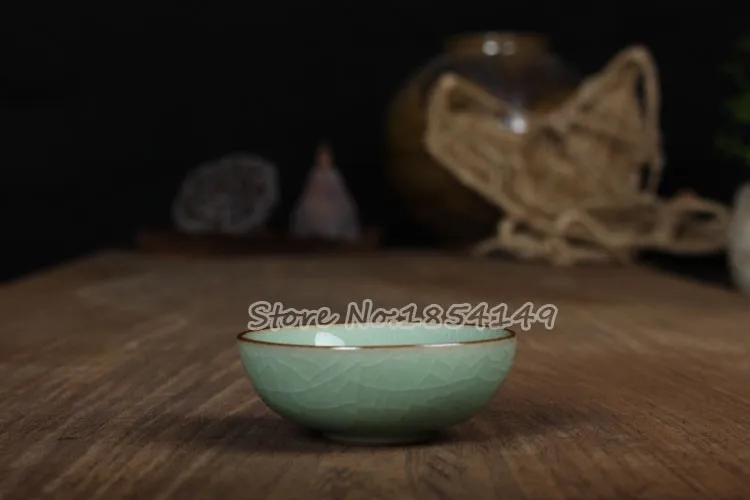 Низкая цена 6 шт. Китайский Longquan Celadon лист фарфора КИТАЙСКИЕ чашки и чайное блюдце чаша для чая 37 мл Китай Celadon Crackle Teacups