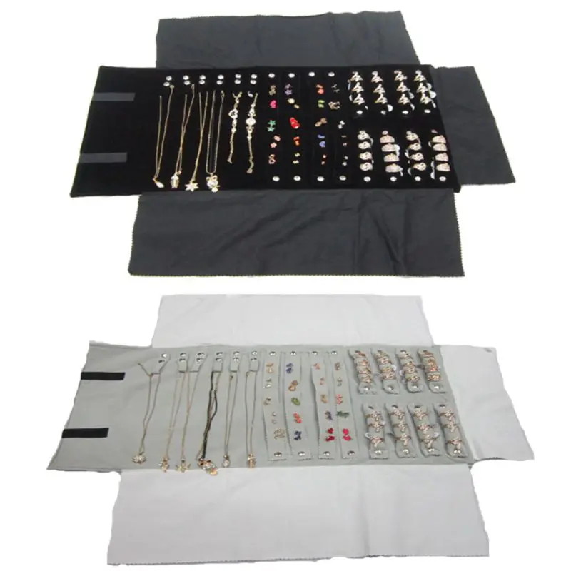 

Multi-function Earrings Necklace Ring Storage Roll Bag Jewelry Travel Portable Retain Roll Bags Exhibition Package