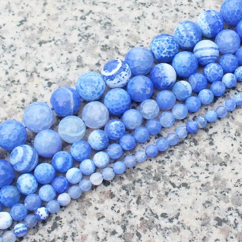 Sfaccettato Blue Crab Agate 6-12Mm Rotonda Beads 15 "/38 Cm, Perline Per Diy Monili Che Fanno, Forniamo Il Commercio All'Ingrosso Misto Per Tutti Gli 