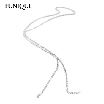 

FUNIQUE 2M Stainless Steel Cuban Curb Chain For Necklace Silver Tone 3.8x3mm