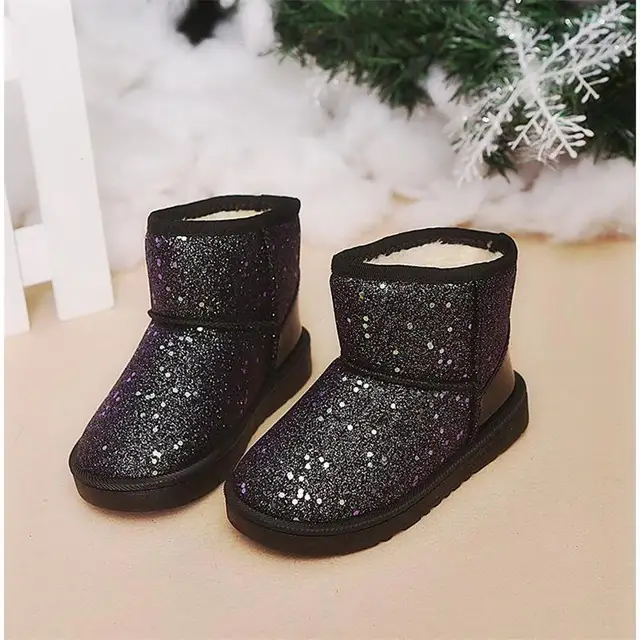 Sequins Leather Kids New Fashion Boot Purple Pink Girls Shoes Winter ...
