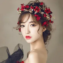 Модная женская Цветочная корона, повязка на голову, свадебная повязка на голову, аксессуары для волос M8694