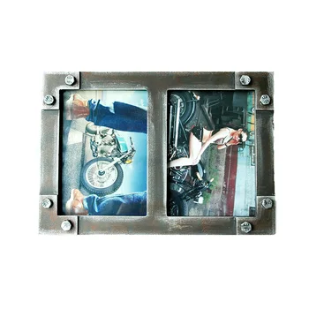 

1pc Photo Frame Industrial Style Wooden and Iron Retro Creative Desktop Decor Picture Frame Picture Photo Frame for Home Shop