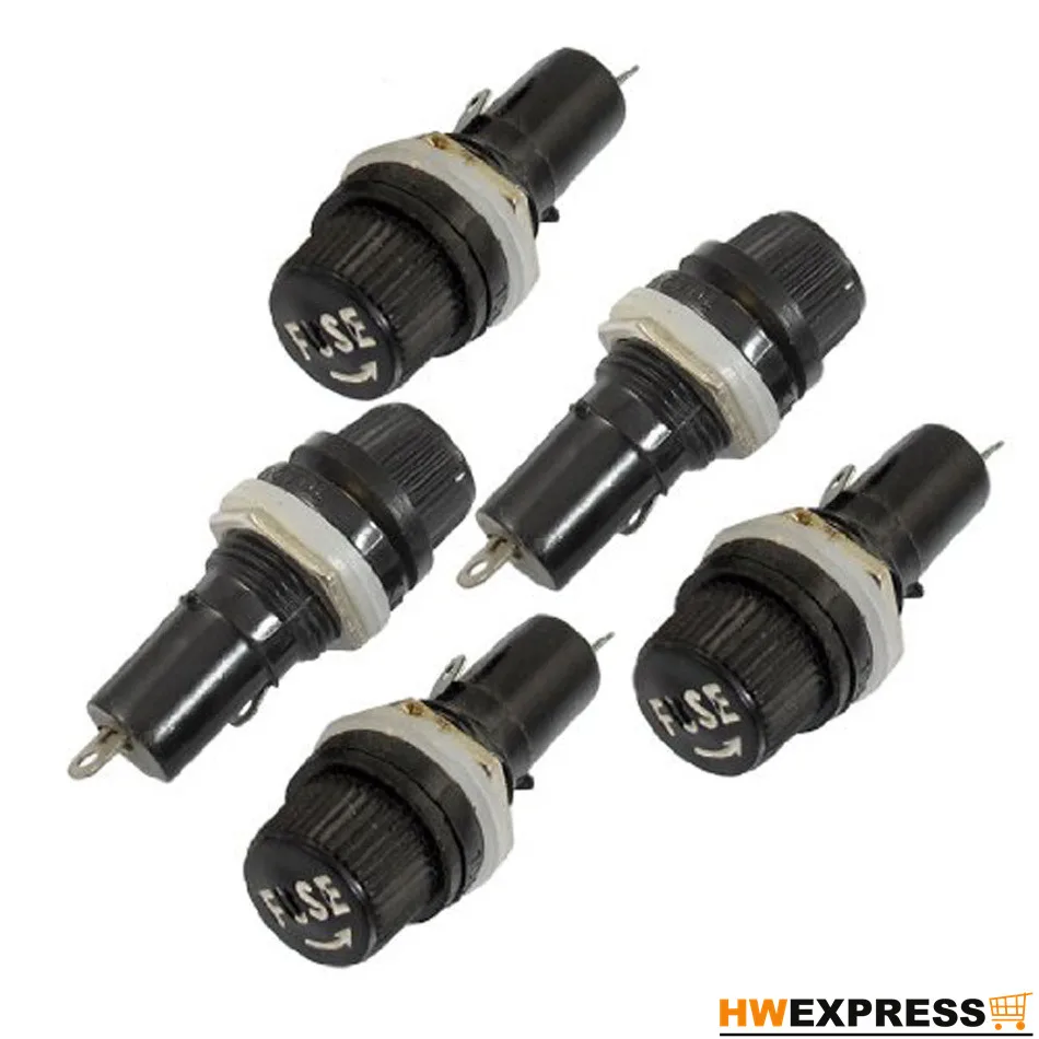Pack Of 10 AC 15A 125V Black Electrical Panel Mounted Screw Cap Fuse
