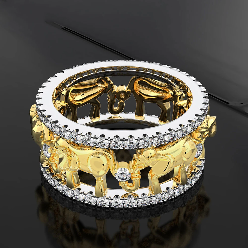 PANSYSEN изысканные роскошные кольца в виде слона и животного из серебра 925 пробы для женщин обручальное Брендовое Золотое кольцо с цирконием