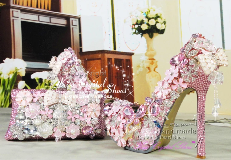 Beautiful Wedding Shoes Handmade Pink Bridal African Shoes And
