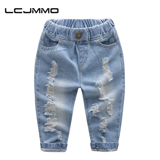 LCJMMO Высокое Качество Мальчиков джинсы 2017 Новый Летний мальчик джинсы Хлопка случайные Рваные джинсы для детей Брюки Детей брюки