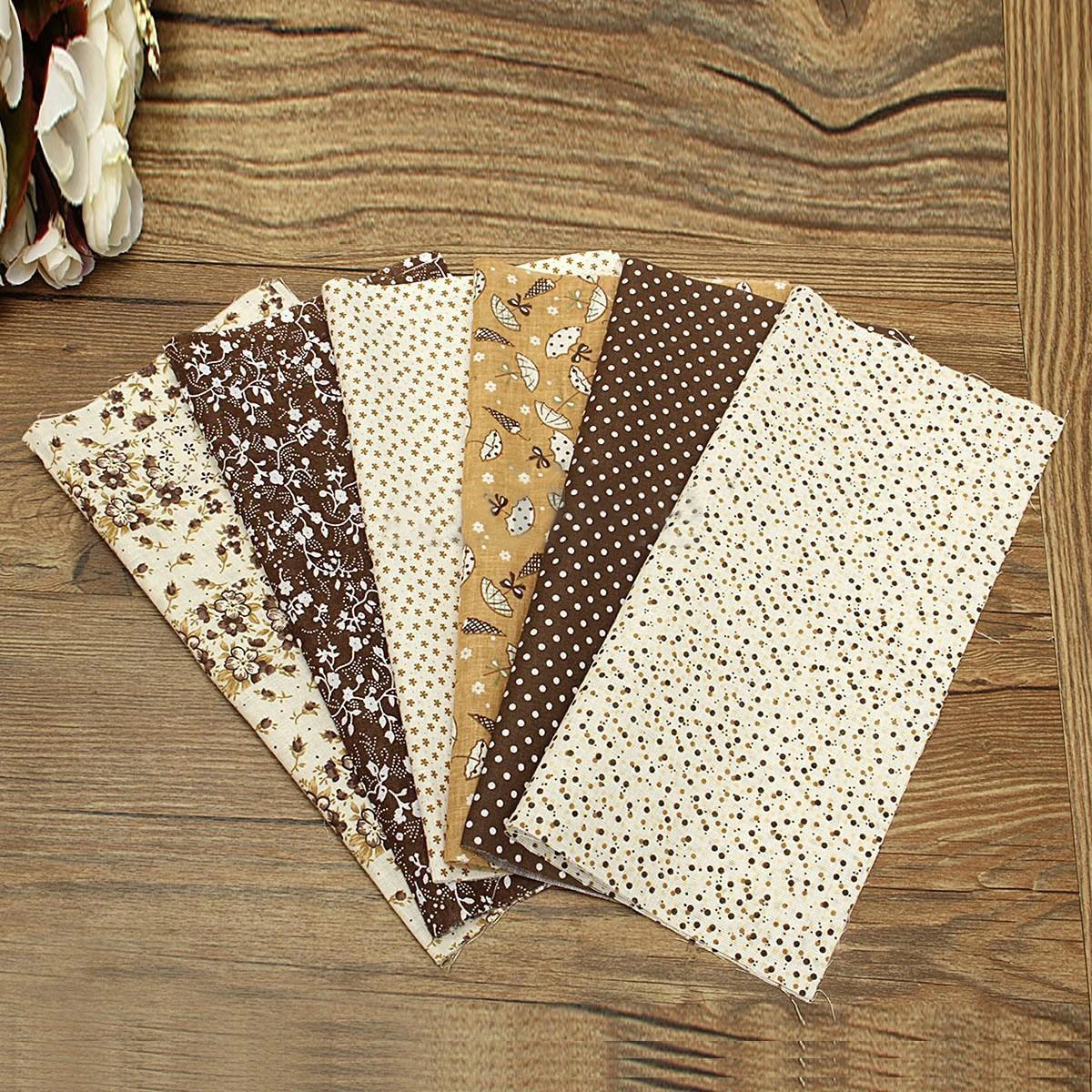6PCS 25*25cm Pre-Cut Fat Quarters Bundle Cotton Quilt Fabric Patchwork Craft Grey Assorted