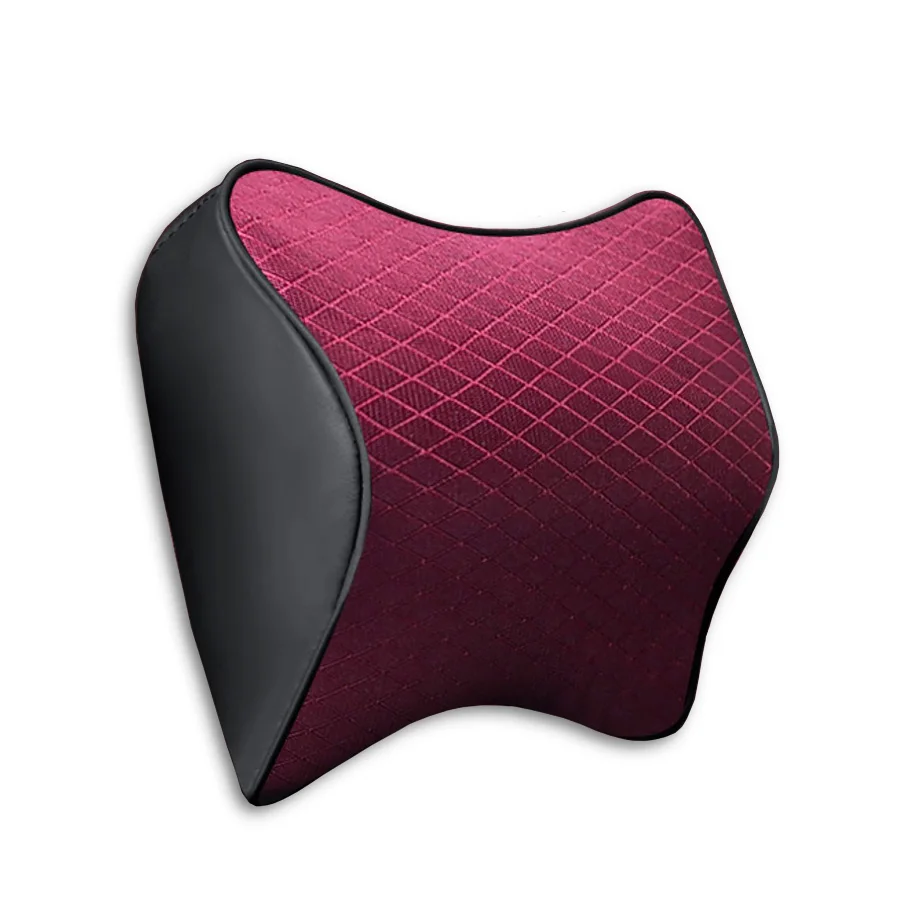 Роскошные пространство пены памяти автомобиля подушка для поддержки поясничного отдела для авто кресло офисное кресло автомобиля сзади массажные подушки - Название цвета: Neck Pillow Red