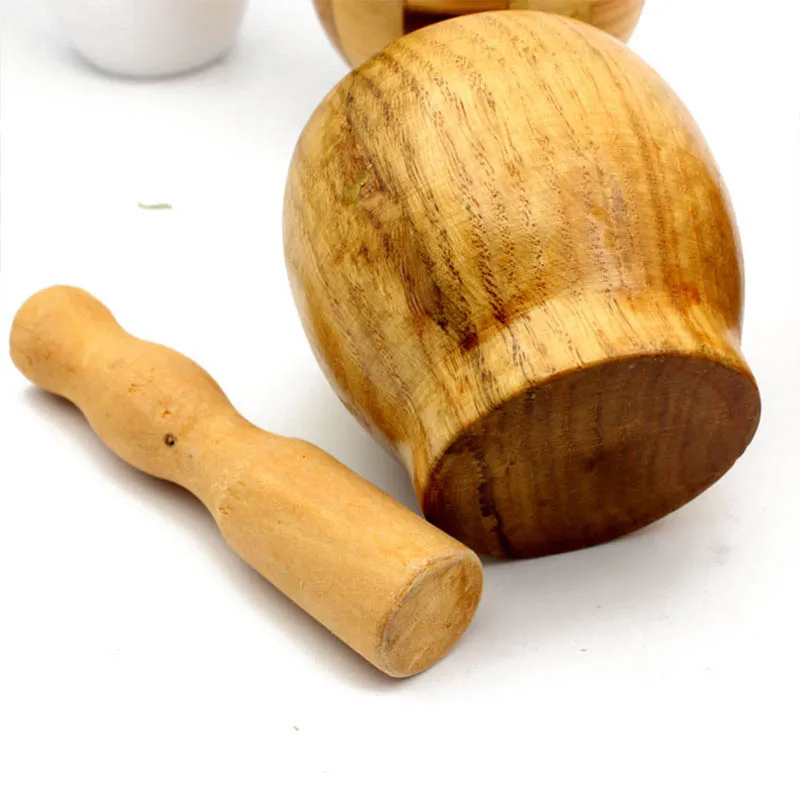 1 Набор деревянное портативное устройство Daosuan, нескользящее устройство для чеснока, пугающий горшок, ступка и пестик, набор, многофункциональный пресс для чеснока, пьедестал, миска