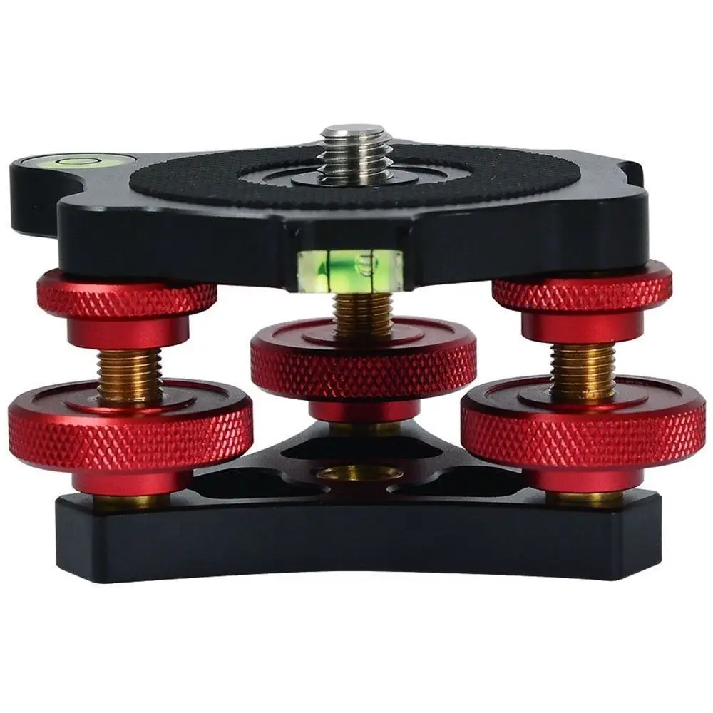 Aluminum CNC 3/8" Screw Precision Leveling Base Tripod Head Plate with 3 Adjustment Dials for DSLR Camera Tripod Monopod