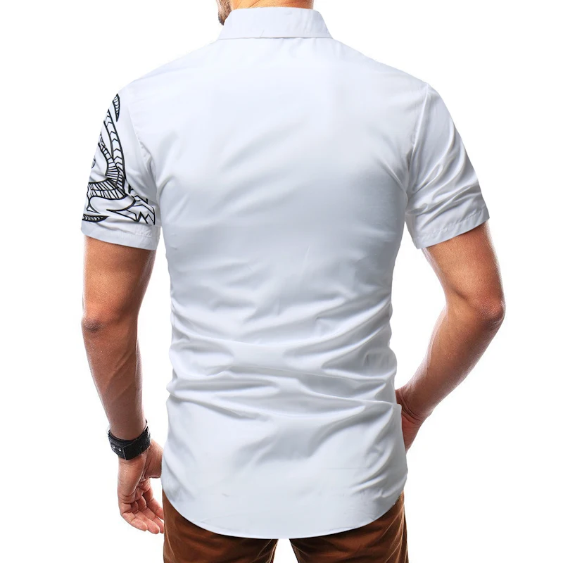 Men Shirt Luxury Brand 2018 Male Long Sleeve Shirts Casual Mens Great Body Pattern Printing Slim Fit Dress Shirts Mens M-4XL