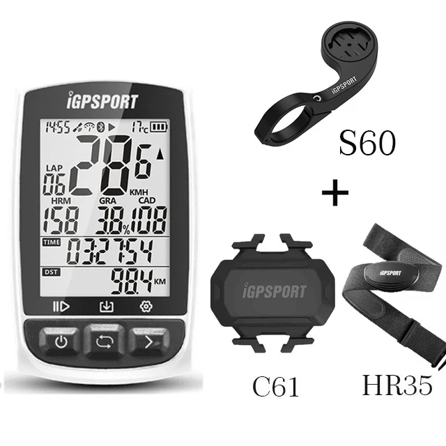 IGPSPORT GPS велосипедный Спортный Компьютер Водонепроницаемый IPX7 ANT+ Беспроводной спидометр велосипедный цифровой секундомер Велоспортный Спидометр - Цвет: White s60 C61 Hr40