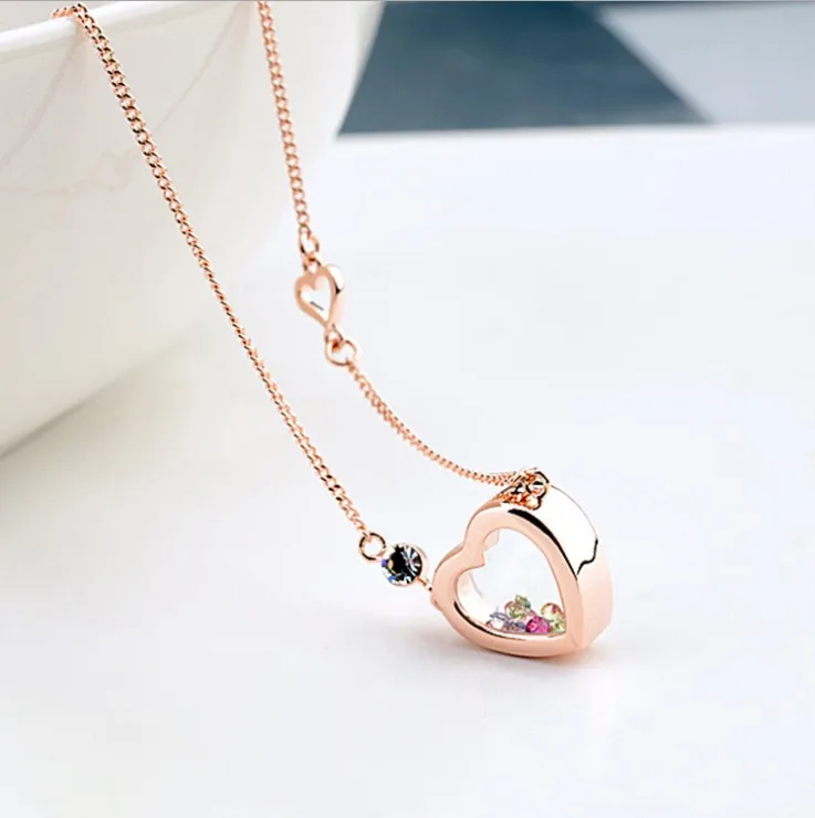 

Infiniti Delicate Transparent Crystal Quicksand Heart Pendant Necklace Crystals from Swarovski Magnet Woman Wedding Jewelry