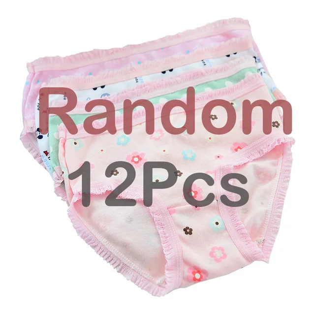 12 Piece/Lot Cute Pattern 2 10y Lacy Girls Briefs Organic Cotton Baby Kids Underwear For Girl