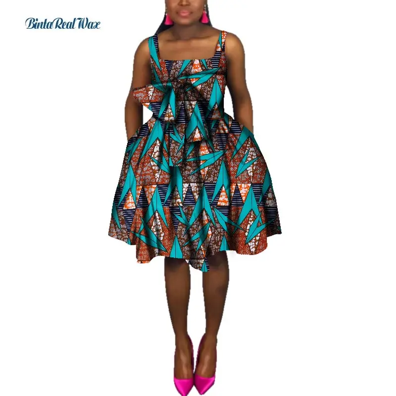 Комплект из обуви в африканском стиле Воск Принт платья женские, с бантиком и ремешком Анкара; платье до колен; платье в африканском стиле фут африканский дизайн женская одежда WY174 - Цвет: 17