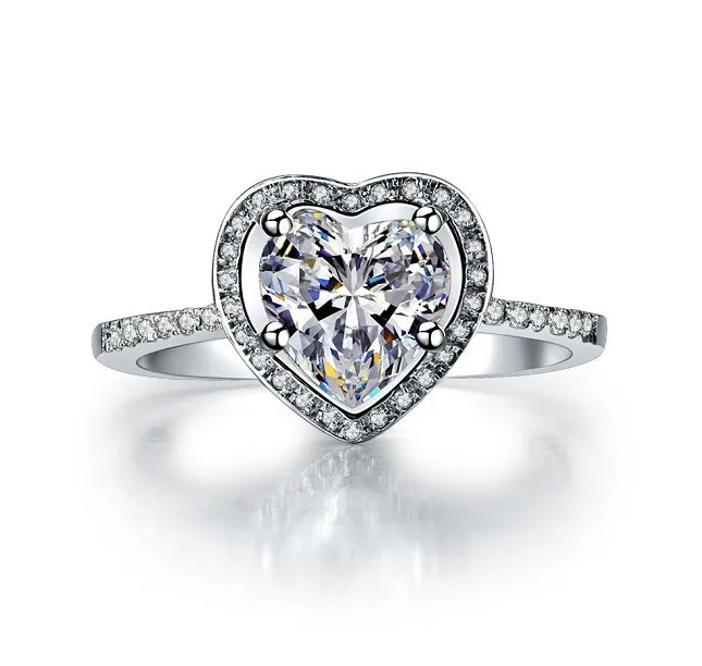 2 carat heart shape prominent synthetic diamonds engagement ring for women affordable au750 white gold ring - Heart Wedding Ring 2 carat heart shape prominent synthetic diamonds engagement ring for women affordable au750 white gold ring - Heart Wedding Ring