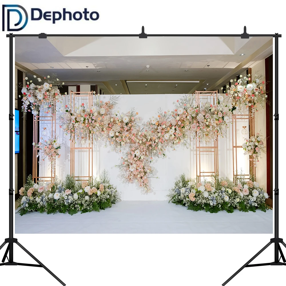 Dephoto White Pink Floral Photo Backgrounds 3d Flower Wedding