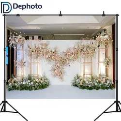 Dephoto белый розовый Цветочные Фото фоны 3D цветок для свадебной вечеринки фотография фоновое украшение фото баннер для киоска