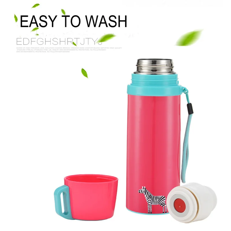 cute zebra thermos stainless steel vacuum flask portable rope outside