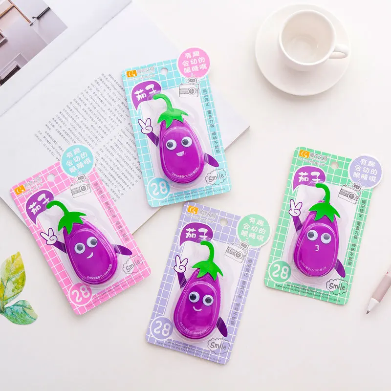 

14M Creative Eggplant Correction Tape Material Escolar Cute Kawaii Stationery Office Promotional Gift Papelaria Novelty Item