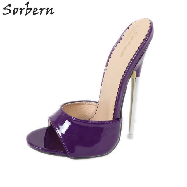 Buy Sorbern Purple Patent Slipper Women Open Toe Metal
