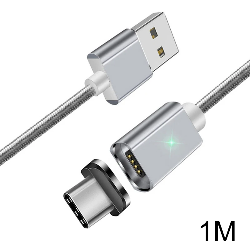 Кабель type C магнитное зарядное устройство для зарядки данных Micro USB кабель мобильного телефона usb-шнур Магнитный usb-кабель для быстрой зарядки USB - Цвет: 1m silver