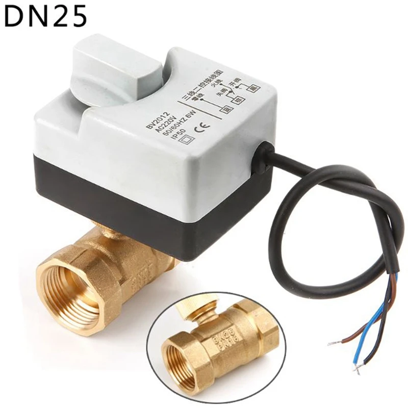 Ac220V 2 Way 3 провода моторизованный шаровой клапан электрический привод с ручным переключателем