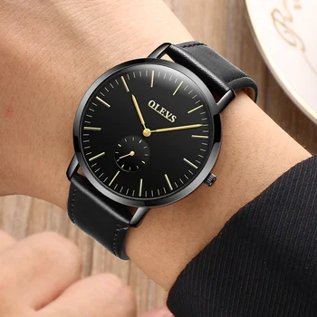 

OLEVS Men Ultra thin Watches Man Clock 2018 Top Brand Luxury Quartz Watch Men's Business Leather Waterproof Sports Wristwatch