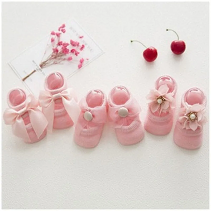 

Lawadka Baby Socks Newborn Lace Socks Baby Girls Flower Bow Cute Toddlers Short Socks Summer Anti Slip Socks 3 Pairs/lot