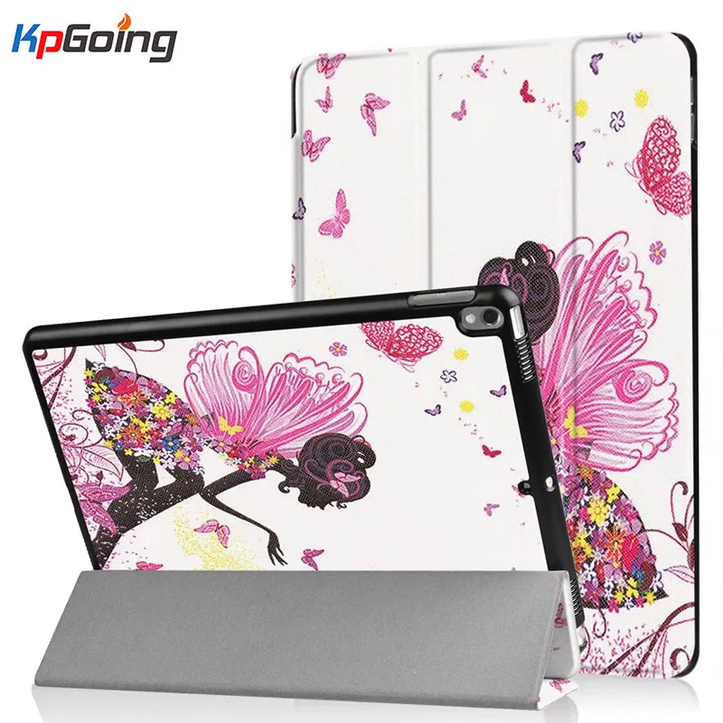 

Luxury Leather Sleeve Case for iPad Pro 10.5 2017 Retro Lovely Cute Girl Painting Folding Cover with Fashion New Design