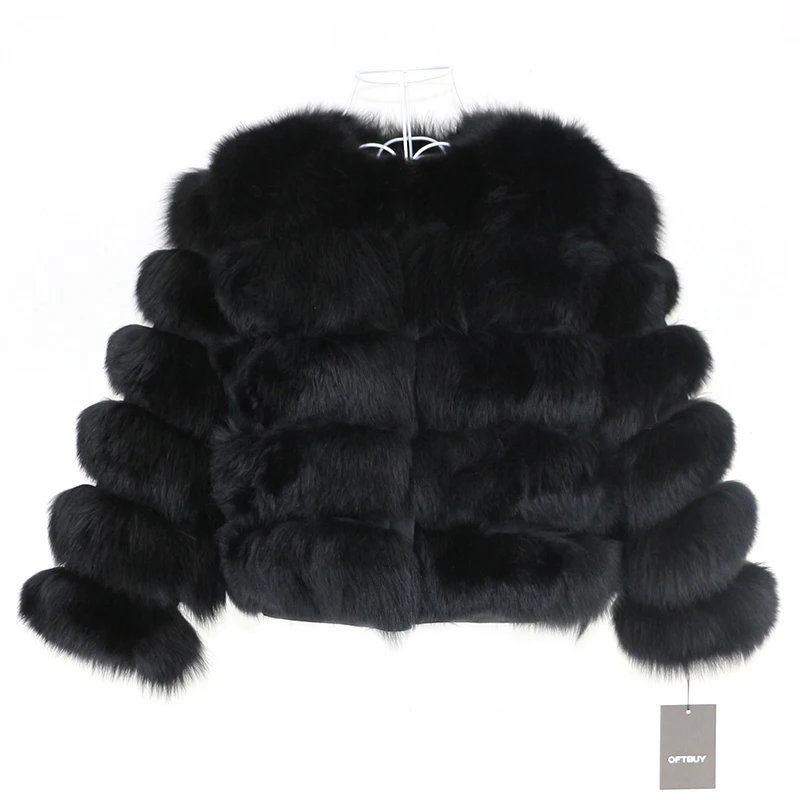 short black Зимняя куртка женская брендовая натуральный мех пальто натуральный Лисий Мех Толстая теплая уличная верхняя одежда парка Повседневная девять четверть - Цвет: short black