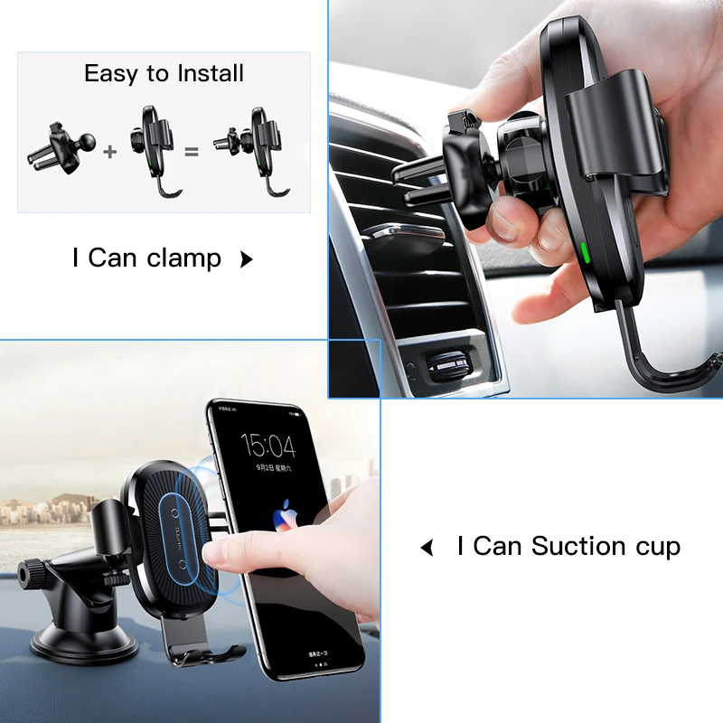 Baseus 2 in1 تشى سيارة لاسلكية شاحن آيفون XS ماكس سامسونج S8 سريعة شاحن لا سلكي سنادات بالسيارة حامل هاتف المحمول