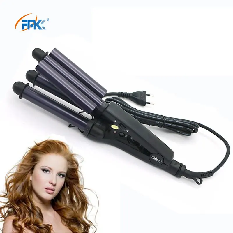 Fmk pro seramik styler saç waver bigudi rulo 3 varil ikilemi Saç Şekillendirme Araçları Saç Curling Değnek Demir Crimper Maşa HT020A