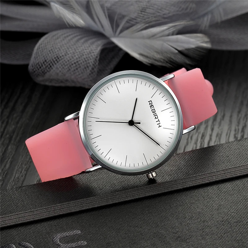 Montre Femme женские наручные часы Стильный силиконовый ремешок REBIRTH платье Дамская