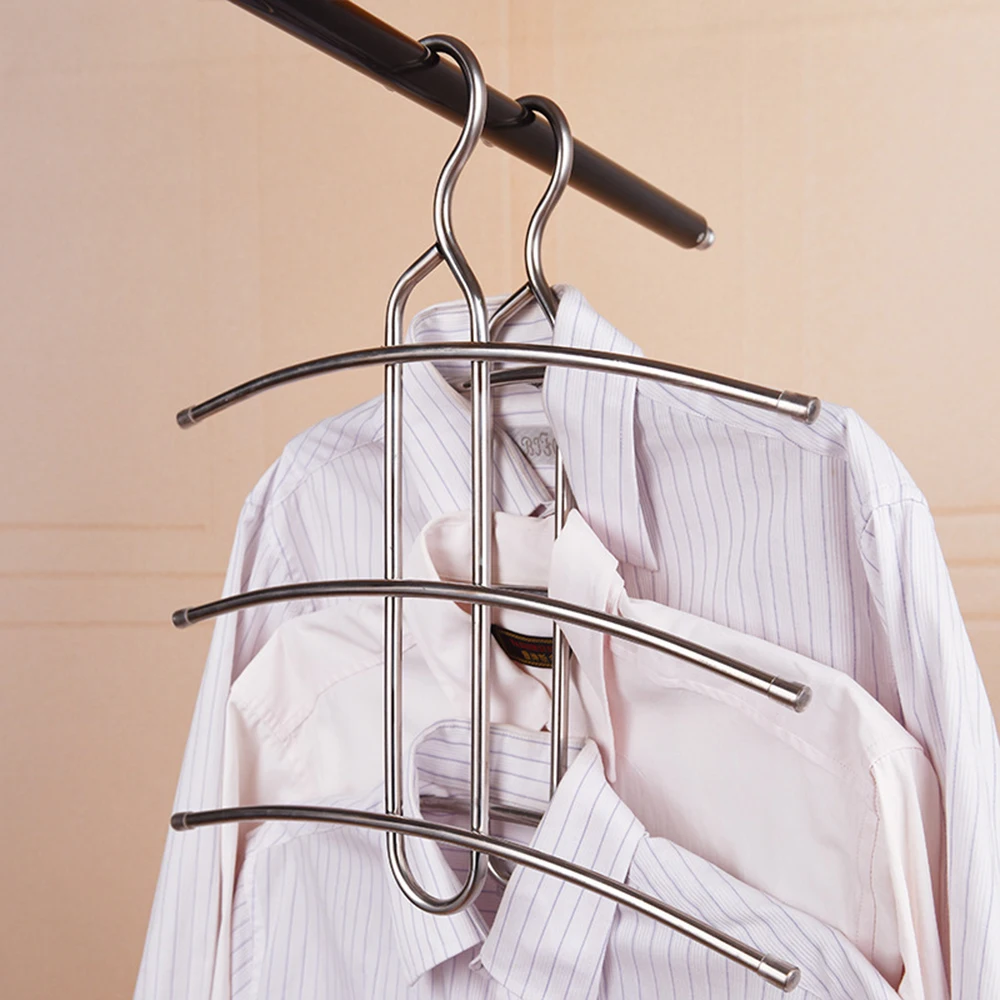 

YOLALA Multifunctional Hangers for Clothes Fishbone Shape Stainless Steel Cloth Hanger Scarf /Ties/Belts Organizer - Silver
