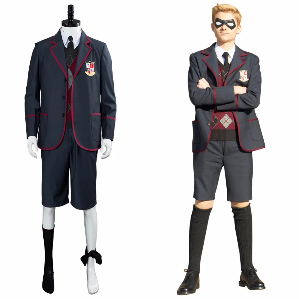 

Kids Cosplay The Umbrella Academy Costume School Uniform Top Sweater Pants Shirt Suit Boys Christmas Carnival Costume