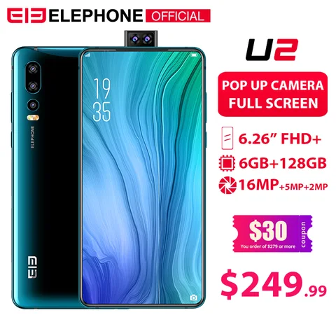 Elephone 16MP Pop Camera Mobile phone Android 9 0 MT6771T Octa Core 6GB 128G 6 26  FHD  Screen Face LTE Smartphone