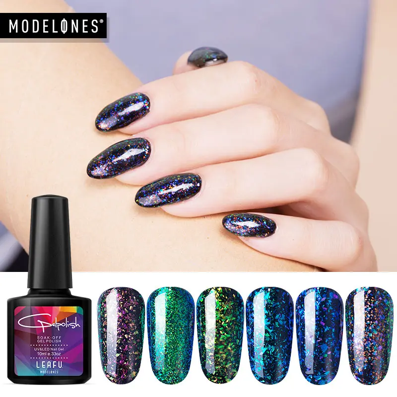 

Modelones Shiny galaxy Nail Gel Polish Colorful Glitter Gel Polish UV Soak Off Gel Nail Polish Need UV Led Lamp Nail Gelpolish
