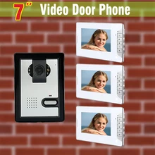 7 pulgadas Monitor de videoportero cámara del timbre del intercomunicador Video portero hogar Video de la puerta sistema de intercomunicación + 3-Monitor