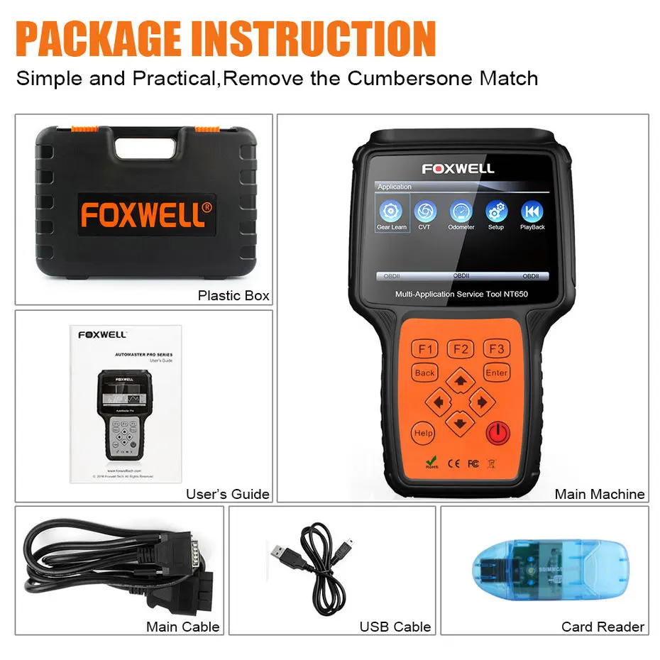 Foxwell NT650 OBD2 автоматический сканер ABS подушка безопасности SAS EPB DPF TPMS сброс масла инжектор ODB2 автомобильный диагностический инструмент OBD 2 Автомобильный сканер