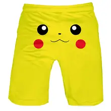 Летние повседневные шорты из полиэстера с эластичной резинкой на талии с принтом Пикачу