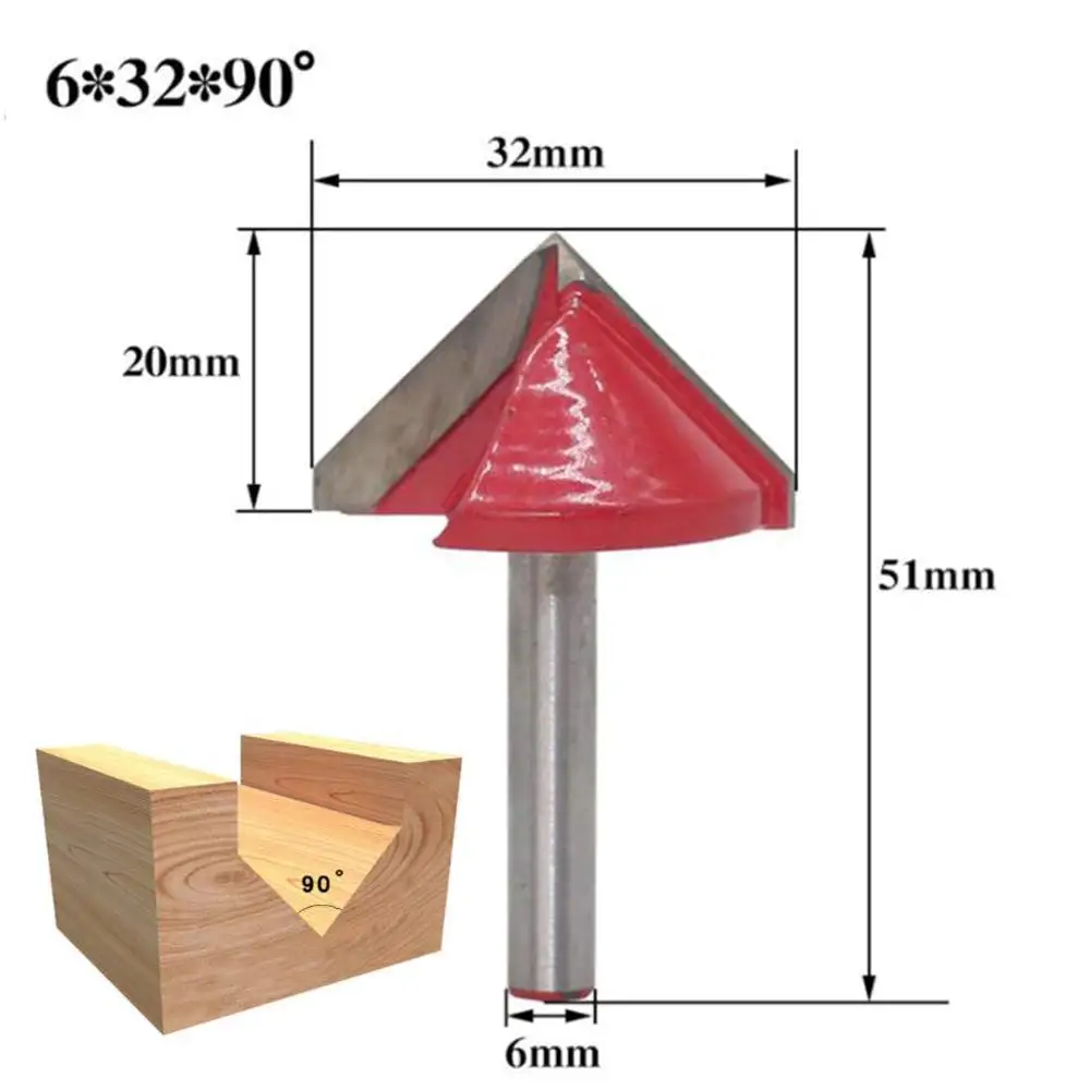 5 шт.(60 °+ 90 °+ 120 град) Shank-6mm Ширина-22/, маленького размера, круглой формы с диаметром 32 мм, Гравировальный, 3D V паз для вырезания гребней и пазов, деревообрабатывающие фрезы наборы инструментов